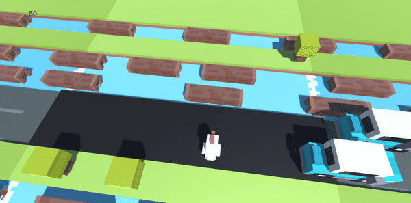 Screenshot of the Crossy Road AI